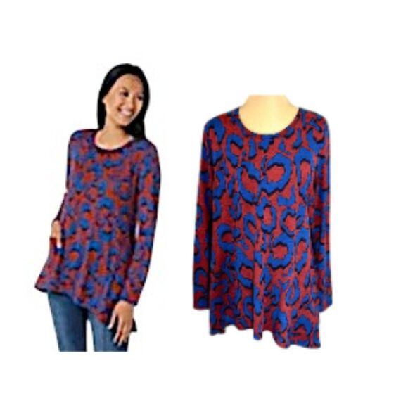 LOGO Sweater Knit Tunic Size Large Animal Print NWOT - Picture 1 of 10